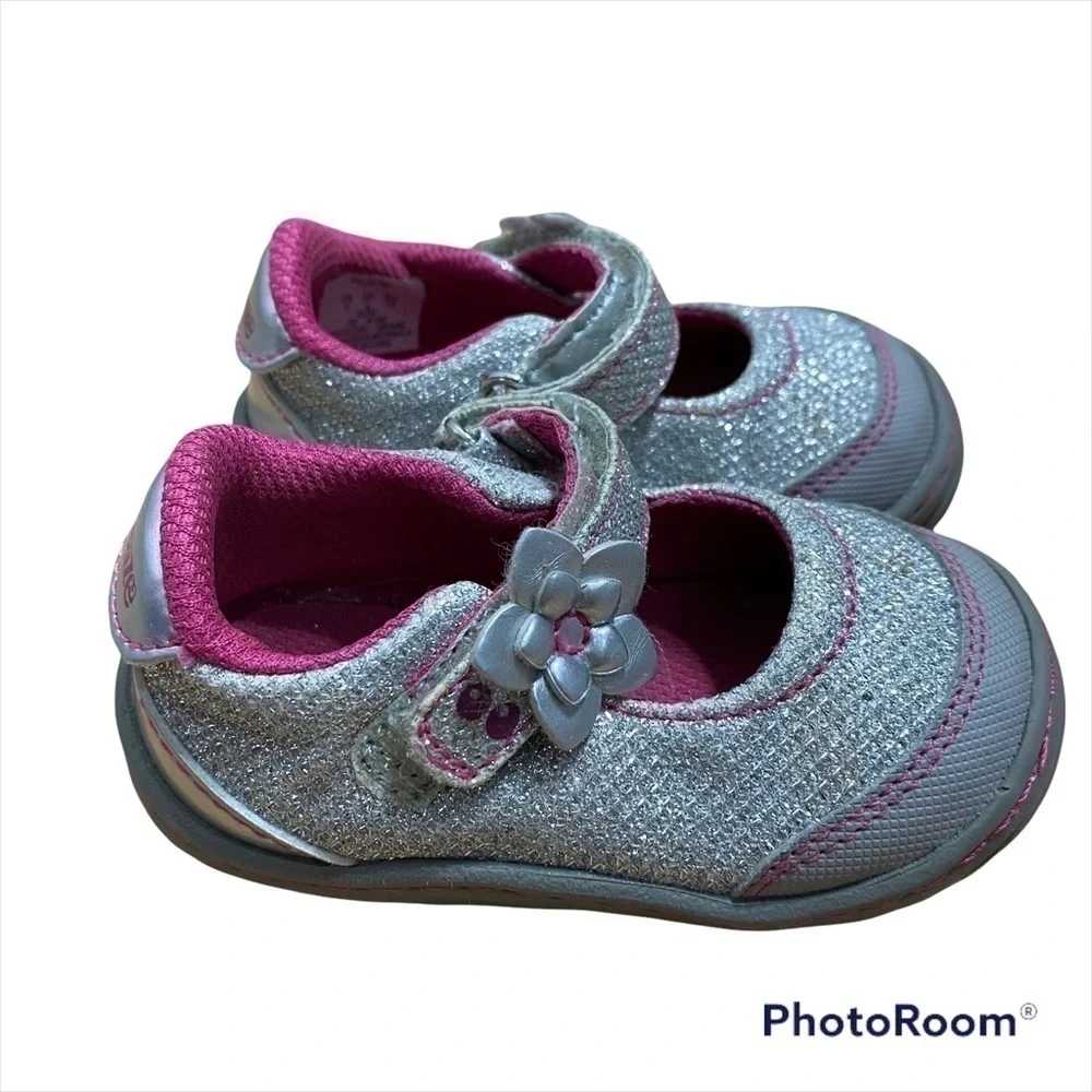 Stride Rite Suprize Mary Jane Sneaker Shoe Sz 3 Gray Pink
